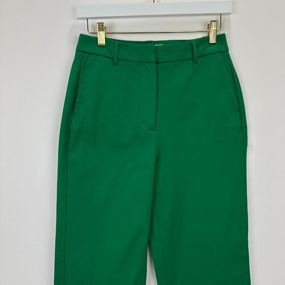Boden Kew Bi Stretch Pants Green Womens US 2 Long Cotton Tapered Straight Ankle - Picture 7 of 16
